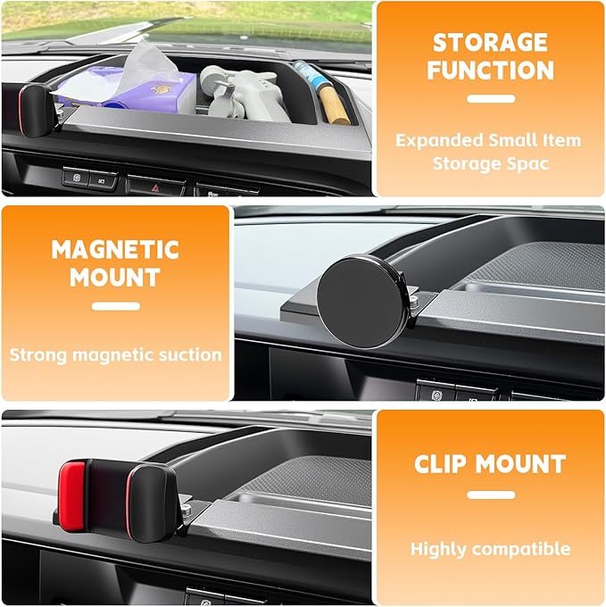 8”Screen Dashboard Phone Holder Compatible with 2023-2026 Ford Super Duty XL F250 F350 F450 Center Console Organizer Dash Tray Phone Mount for 2024 Super Duty Accessories(F250-450 2023-2026)