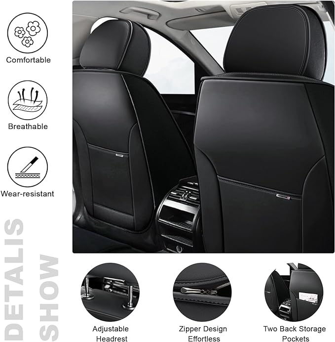 5 Seat Covers for Toyota Highlander 2001-2026 Breathable Car Seat Covers,Anti-Slip Waterproof Car Seat Protectors with Airbag,Automotive Vehicle Cushion with Storage Pockets (Standard,Brown)