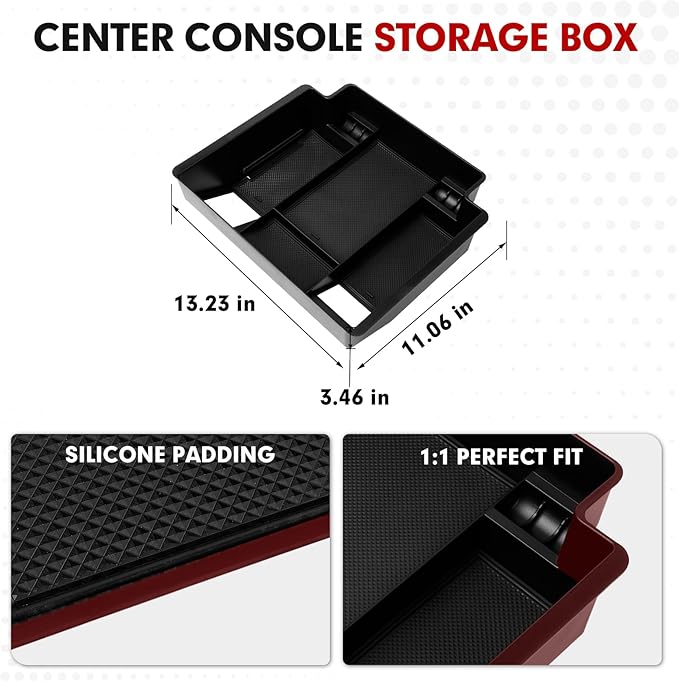 Autorder Center Console Organizer for 2022-2026 Chevy Chevrolet Silverado&Sierra 1500/2024-2026 Silverado&GMC Sierra 2500HD/3500HD Accessories Armrest Storage Box(Only Fit Full Console w/Bucket Seats)
