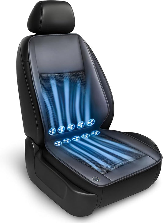 Cooling Car Seat Cover – Ventilated 12V/24V Seat Cushion with 10 Turbo Fans & Wireless Control, 3 Speeds, Universal Fit for Car SUV Truck – Breathable 3D Mesh Leather