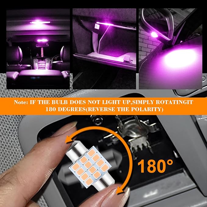 24 Pieces Dome Light LED Car Interior Bulb Kit Set 194 T10 DE3175 578 31mm 42mm Bulbs Interior Replacement Lights for Car Map License Plate Door Side Marker Cornering Trunk Light - Purple