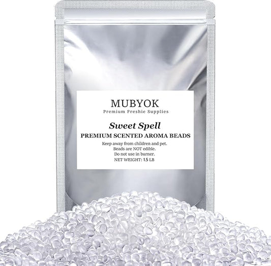 MUBYOK 1.5LB Sweet Spell Premium Scented Aroma Beads for Making Car Freshies Supplies PreScented Beads for Car Air Freshener Sachets Long-Lasing Scent