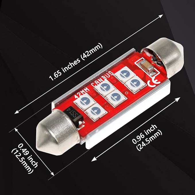 PHINLION Super Bright 212-2 LED Bulb 3030 6-SMD Festoon 41mm 42mm 211-2 214-2 578 Bulbs for Car Interior Map Dome Trunk Courtesy Light, Blue (4 Pack)