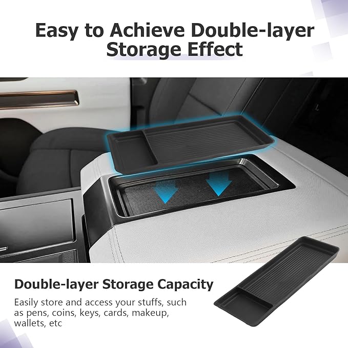 LUWU Center Console Tray Set 2023 2024 2025 2026 Hummer EV SUV Accessories Lower Storage Tray Armrest Console Organizer 2PCS