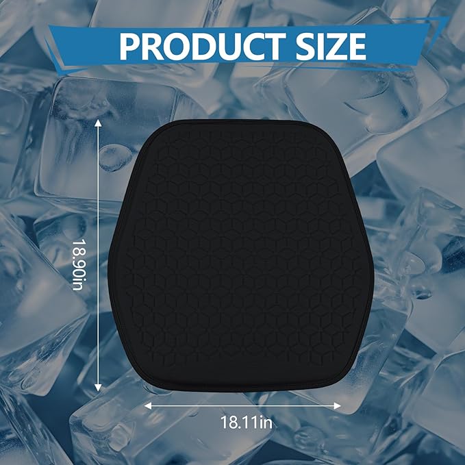 wuyaoyao Thin Gel Car Seat Cushion, Breathable Cooling Seat Cushions for Cars, Non-Slip & Comfortable Automotive Front Seats Cushion Pad for Driver, Chair Protector for Vehicle, Home, Office (Black)