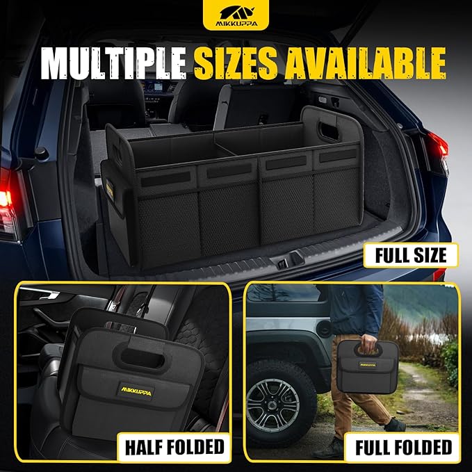 MIKKUPPA Car Trunk Organizer - 75L Collapsible Trunk Organizer for Groceries, Trunk Storage Organizers for SUV Auto Truck Van with Non Slip Bottom (Black)
