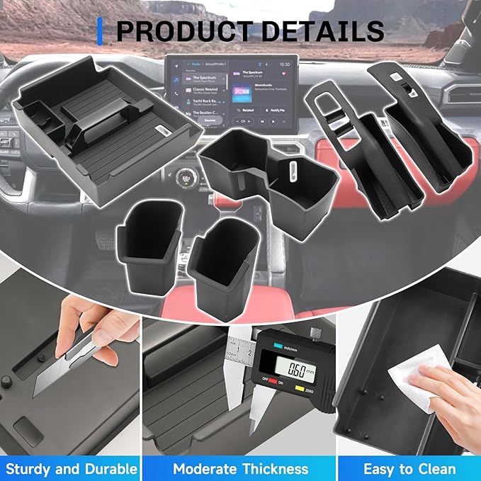 SXCY 4PCS for 2025 2026 Toyota 4Runner Accessories [Armrest Organizer + Front&Rear Cupholder + Door Side Tray] for 2025 2026 Toyota 4Runner Console Organizer 2025 6th Gen 4Runner Acccessories