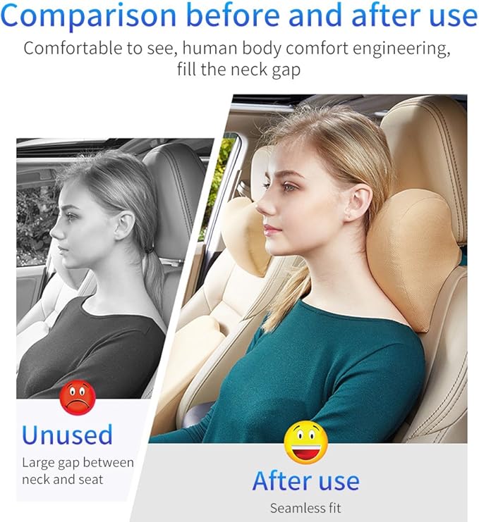 Car Neck Pillow - Memory Foam Cervical Relief Cushion, Headrest Support for Pain, Black