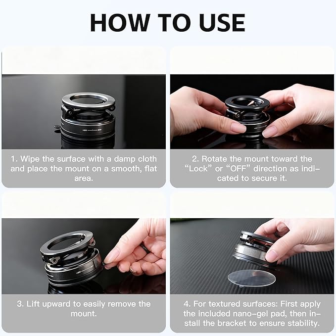 Car Phone Holder [120+LBS Strongest Suction & 2800gf Magnetic] , 360° Adjustable Magsafe Car Mount, Car Phone Mount for Cars/Gyms/Mirrors/Shower Stalls, Compatible with iPhone and Android Devices (4)