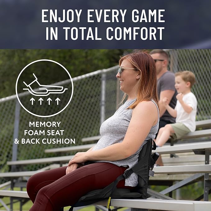 Everlasting Comfort Stadium Seats with Back Support - Adjustable Memory Foam Bleacher Chairs with Back and Cushion, Portable, Easy Folding Stadium Seat Cushion with Storage Pocket