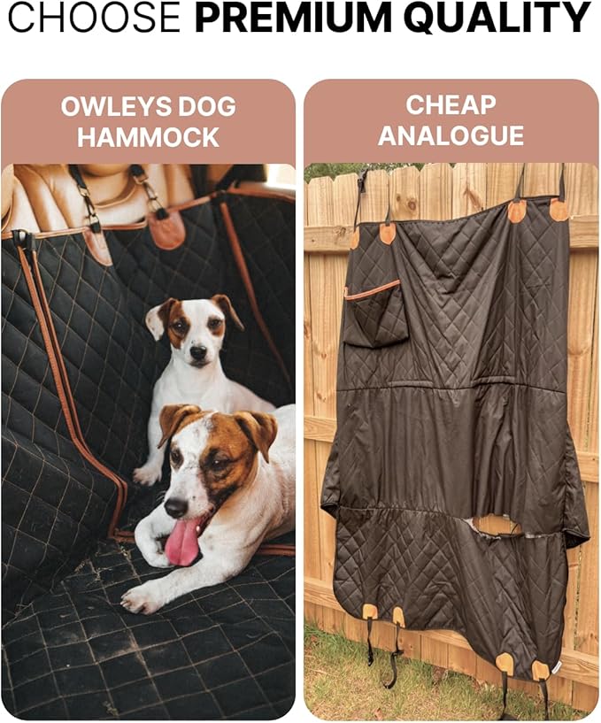 Owleys Back Seat Extender for Dogs Premium Dog Hammock for Car | Pet Cover for Dogs | Dog Covers for Cars Back Seat | (Black Standart)