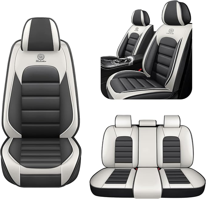 5 Seat Covers for Audi A4 2002-2026 Breathable Car Seat Covers,Anti-Slip Waterproof Car Seat Protectors with Airbag,Automotive Vehicle Cushion with Storage Pockets (Standard,Gray)