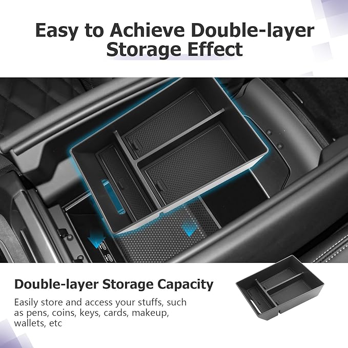 LUWU Center Console Organizer Compatible with BMW X5 G05 2019-2026/X6 G06 2020-2026/X7 G07 2019-2026 Accessories Armrest Console Storage Box Insert Tray ABS Material Black Coin Container Black