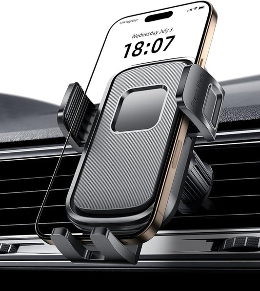 Delobon Phone Holders for Your Car [One-Button Release] Car Phone Mount 360° Adjustable Vent Cell Phone Holder for iPhone 17 Pro Max 16 15 Samsung S25 S24