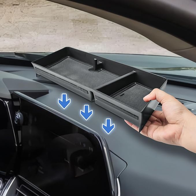 EDBETOS Dashboard Organizer Tray Compatible with 2024-2025 Chevy Trax Interior Accessories Center Console Dash Tray w/Glasses Holder Behind Screen Extra Dash Organizer Storage Box for 11-inch Display