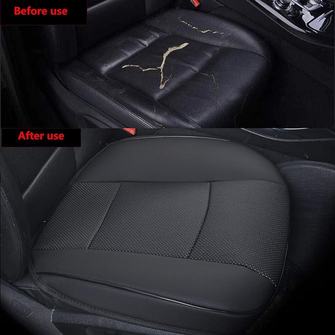 Luxury PU Leather Car Seat Cover Protector Front, Bottom Single Seat Cover-Compatible with 90% Vehicles (Width 20.8 ×deep 21×Thick 0.2 inch) (Black)