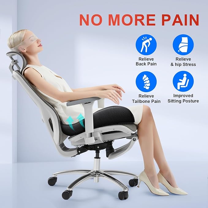 A-Pce Large Memory Seat Cushion for Office Chair Pressure Relief Sciatica & Tailbone Pain Relief Memory Foam Firm Coccyx Pad for Long Sitting, for Office Chair, Gaming Chair and Car Seat, Black