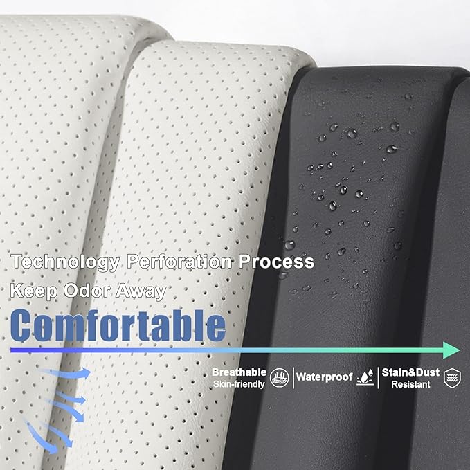 2 Car Seat Covers for Audi A4 2002-2026 Breathable Leather,Waterproof Car Seat Protectors with Comfort Headrest Pillows,Automotive Vehicle Cushion with Storage Pockets (Luxury,Gray)