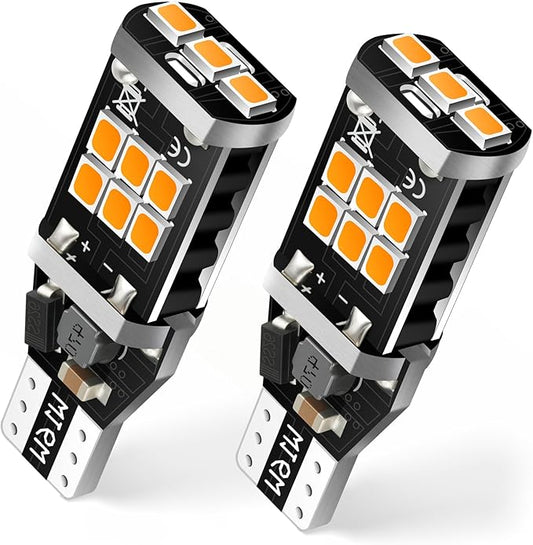 912 921 LED Bulb for Backup Reverse Lights, 2835 15-SMD Chipsets Error Free 300% Super Bright 906 922 W16W T15 LED Lights - (Pack of 2, Amber)