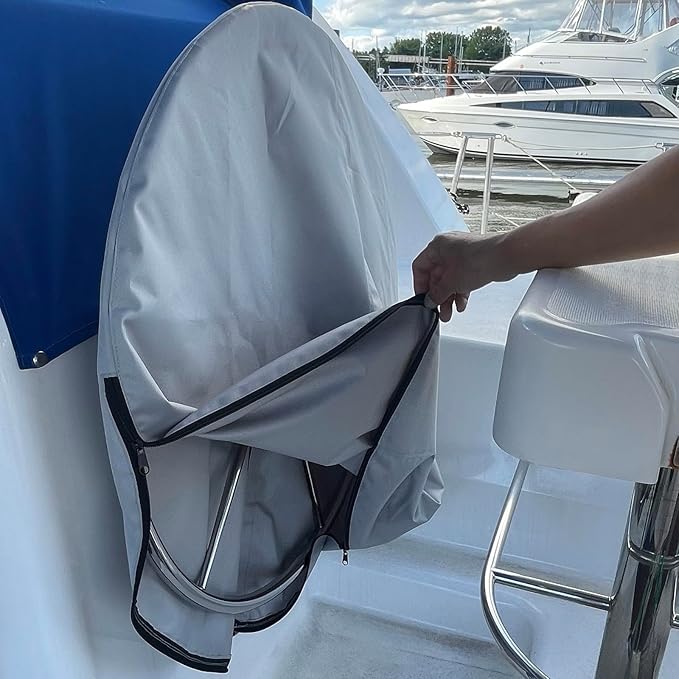 SavvyCraft Waterproof Boat Steering Wheel Covers, Heavy Duty Solution-Dyed 600D Fade-Resistant UV Protection Sailboat Yacht Marine Steering Wheel Protector Case, Vecro and Zipper Closure Blue 60"