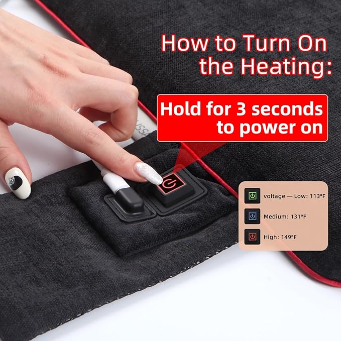 Melissa Portable Heated Seat Cushion with USB, 3 Heat Settings, Foldable Heating Chair Pad for Office, Home, Stadium, outdoor, Camping, Wheelchair – Lightweight & Easy to Carry - 17x17x1.4 inch(Black)