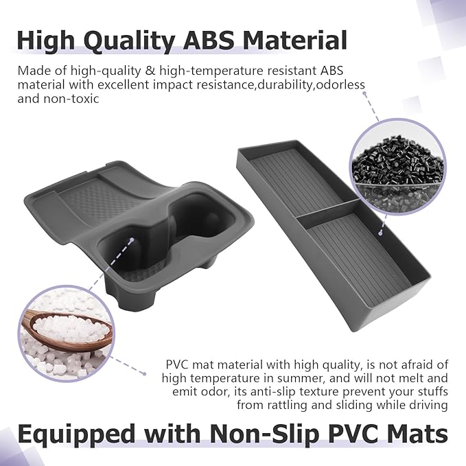 LUWU 2025 2026 Traverse Center Console Organizer Tray Compatible with 2025 2026 Chevrolet Traverse Accessories 2025 2026 Traverse Center Console Cup Holder Dashboard Storage Tray Black 2-Pack