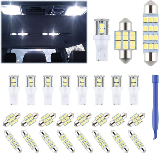 24 Pieces Dome Light LED Car Interior Bulb Kit Set 194 T10 DE3175 578 31mm 42mm Bulbs Interior Replacement Lights for Car Map License Plate Door Side Marker Cornering Trunk Light - Cool White