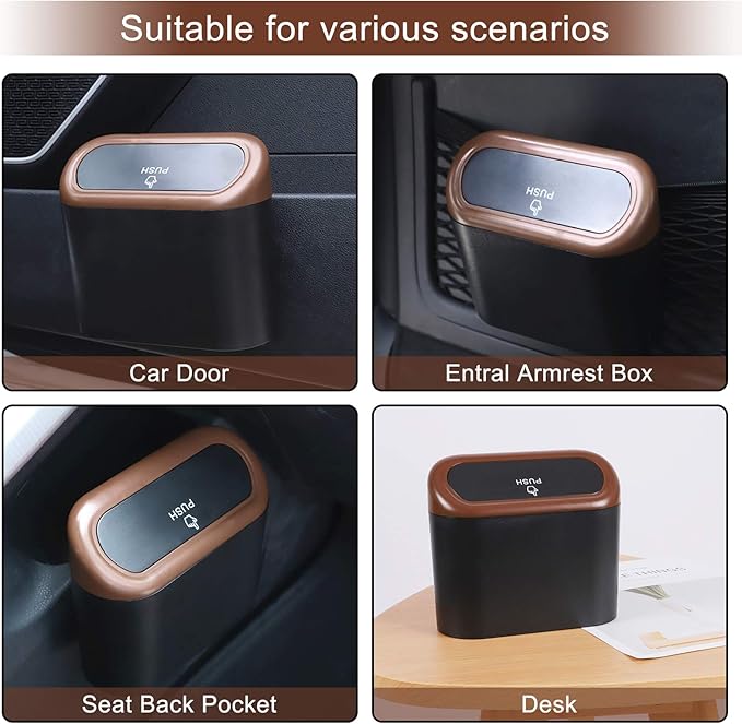 Accmor Car Trash Can with Lid, Leakproof Vehicle Trash Bin Auto Dustbin Organizer, Waterproof Mini Garbage Bin Trash Container with Garbage Bag for Automotive Car, Home, Office, Kitchen