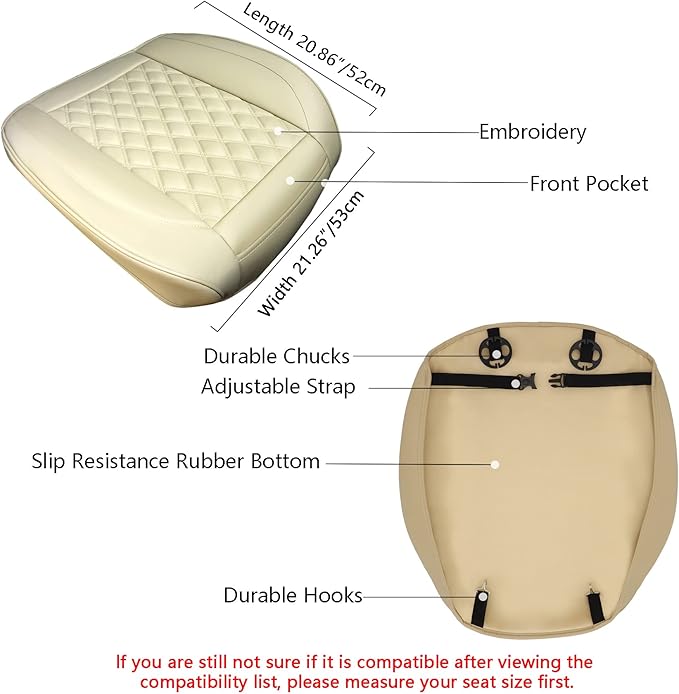 Cusaota 2 Piece Car Seat Covers Protectors for Front Seat Bottoms, Luxury PU Leather Car Interior Seat Cushion Pad Mat, Compatible with 90% Vehicles (Sedan SUV Truck Jeep) (Beige-2PCS)