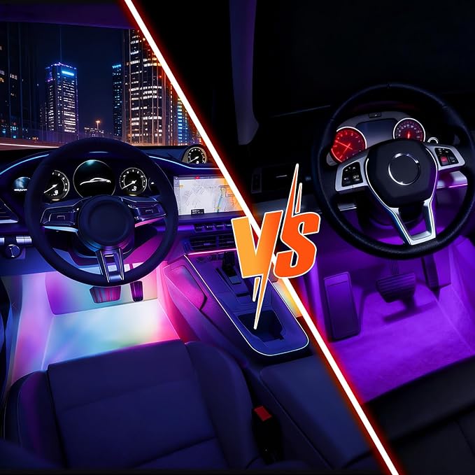 Car Led Interior Lights, RGB Truck Interior Lights with App Control, Under Dash Footwell Automotive Led Light Strip, Car Ambient Lighting for SUV(1set)