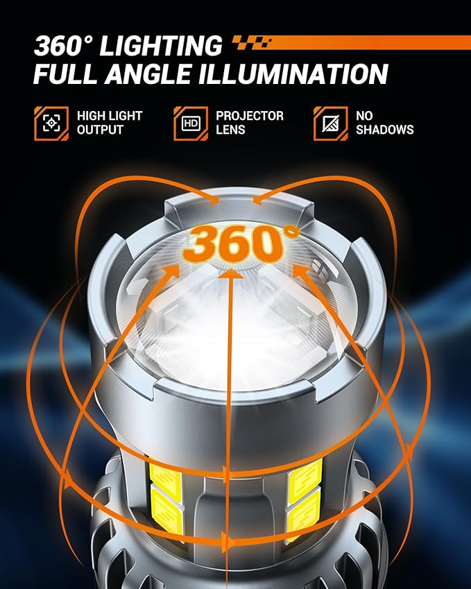 SEALIGHT 7443 7440 LED Bulb White Reverse Light, 7444na 7441 7444 T20 W21W LED Light Bulb with Projector for Backup Light,Tail Light,Brake Parking, Pack of 2