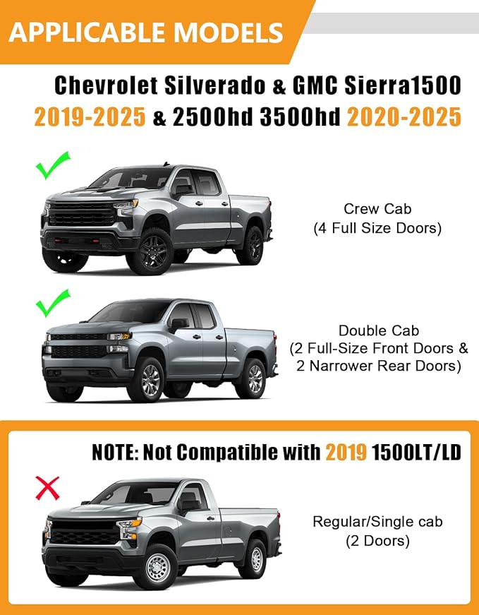 KINGGERI Under Seat Storage Boxes (Compatible with 2019-2026 Chevy Chevrolet Silverado 1500/GMC Sierra 1500, 2020-2026 Silverado/Sierra 2500HD/3500HD)