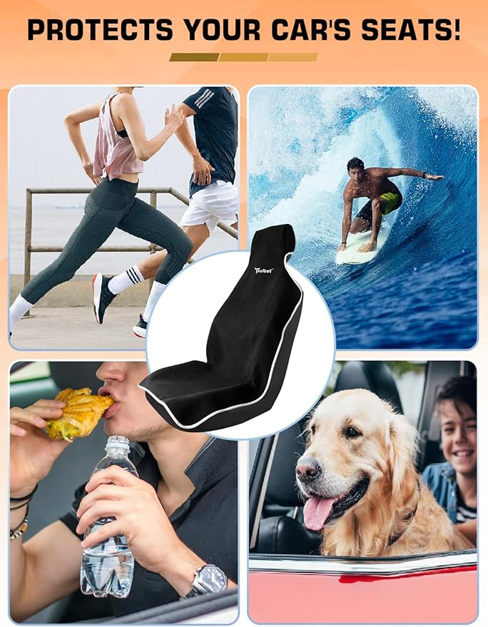 Car Seat Cover Towel, Waterproof Terry Cloth Car Seat Cover Universal Fit for Cars, SUVs, Pickups, Washable Car Seat Protector Brand Customized(Black,2pcs)