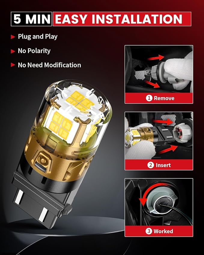 LASFIT L2 3157 LED Bulbs Reverse Light, 2025 Upgraded 500% Super Bright 6000K Xenon White, 3156 3056 3057 3047 4114 4157 4057 LED Lights with Projector for Backup, DRL, Replacement Lamp, 2pcs