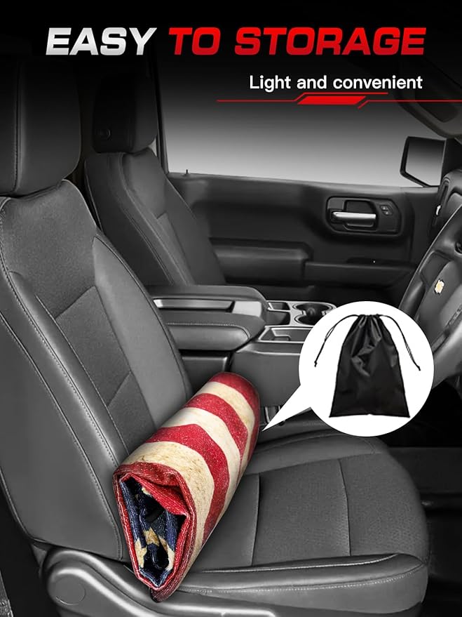 Universal Car Seat Cover Towel, Waterproof Washable Sweat Protection for Front Bucket Seats, Non-Slip Fit, Fits Cars SUVs Trucks, Ideal for Gym, Kids, Travel (American Flag, 2 Pack)