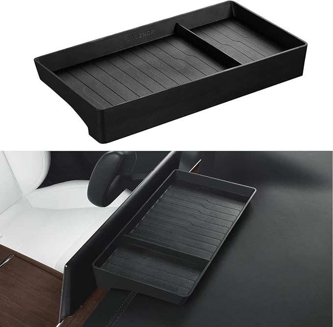 BASENOR 2022-2026 Tesla Model X Model S Center Console Organizer Behind Screen Storage Box, Dashboards Hidden Tray, Non-Slip Sunglasses Card Tissue Holder, Accessories for Refresh Plaid Long Range