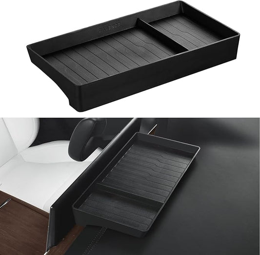 BASENOR 2022-2026 Tesla Model X Model S Center Console Organizer Behind Screen Storage Box, Dashboards Hidden Tray, Non-Slip Sunglasses Card Tissue Holder, Accessories for Refresh Plaid Long Range