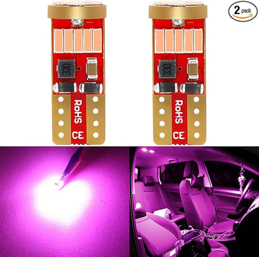 PHINLION 194 LED Bulb Super Bright Purple Pink 4014 Chipsets Wedge 168 2825 175 T10 LED Replacement Bulbs for Car Interior Dome Map Reading Door Courtesy Trunk License Plate Lights