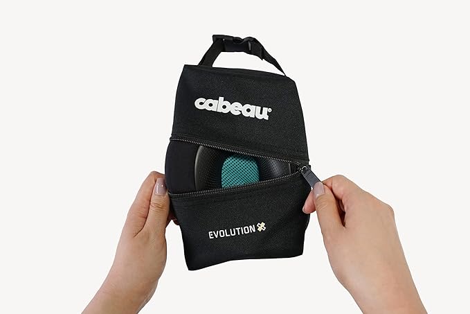 Cabeau Travel Pillow for Long Flights – Evolution X - Memory Foam Neck Support - Comfort On-The-Go for Airplane, Train, and Car (Sapphire) with Evolution X Travel Bag - Black