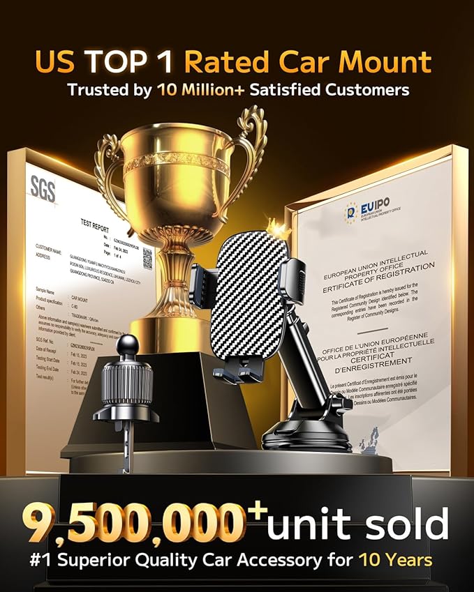 Qifutan Phone Holders for Your Car Cell Phone Mount for Car Mount Windshield Dashboard Air Vent Universal Hands Free Automobile Cell Phone Holder Fit for iPhone Smartphone Camera Mounts