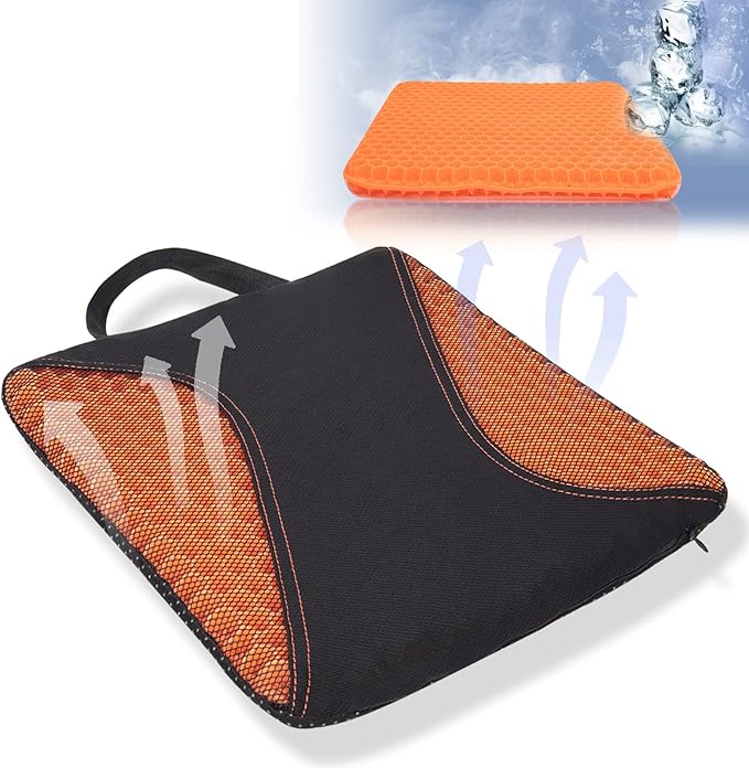 CAR-GRAND Cooling Gel Seat Cushion for Long Sitting, Thick Soft and Breathable for Car Wheelchair Home, Chair Cushion for Hip Pain, Gel Seat Cushion for Office Chair(Orange)
