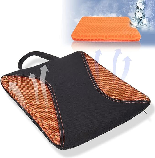 CAR-GRAND Cooling Gel Seat Cushion for Long Sitting, Thick Soft and Breathable for Car Wheelchair Home, Chair Cushion for Hip Pain, Gel Seat Cushion for Office Chair(Orange)
