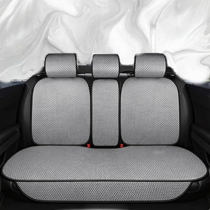 Auto Newer Luxury Breathable Car Seat Cover,Rear Car Seat Protector, Fit Four Seasons of Universal Automotive Vehicle Cushion Cover, Compatible with 90% Cars,SUV,Trucks (Gray,Rear Seats)