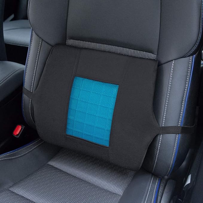 Motor Trend Cooling Car Lumbar Support Cushion - Made with Memory Foam for Maximum Coccyx Comfort & Back Tailbone Pain Relief, Ideal for Car and Office Chairs