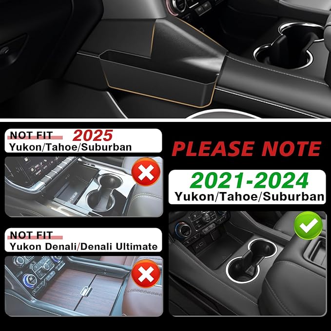 Muslogy Center Console Organizer Compatible with 2021-2023 2024 GMC Yukon & Chevy Tahoe Suburban Accessories Middle Console Storage Box & Hidden Panel Removable Cover (Not for Yukon Denali/Ultimate)