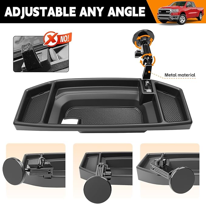 5" 8.4" Screen Dashboard Phone Holder Compatible with 2019-2026 Ram 1500 2500 3500 w/12V Outlet Part Center Console Organizer Dash Tray Phone Mount for 2025 RAM Accessories(DodgeRam 2019-2026)