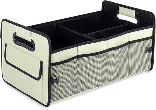 JiatuA Car Trunk Organizer, Car Organizers and Storage Collapsible Multi Compartment Container Box, Adjustable Car Accessories for SUV Sedan Truck, Standard Size, Light Green
