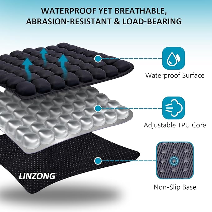 Travel Cushion Airplane Seat,Plane Seat Cushion for Long Flights,Portable Inflatable Seat Cushion for Air Travel,Office,Car and Wheelchair,Comes with Air Pump and Storage Bag