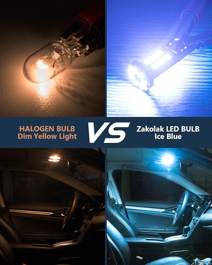 10Pcs 194 T10 168 W5W 2825 LED Bulb, Super Bright LED Car Interior Dome Map Camper RV License Plate Light Bulbs, Upgraded 25-SMD 3014 Chipsets 12V 400LM Ice Blue