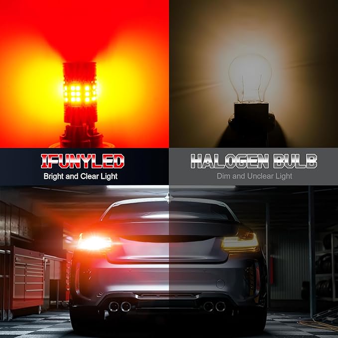 2PCS 3157 LED Bulb, Super bright 3156 3056 3057 3047 3457 4157 LED, Anti Hyper Flash CANBUS Error Free, Replacement Light Kit Set for Car Tail Brake Lights - Red